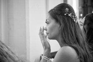 Bridesmaid with a tear