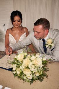 Bride and Groom Signing the Register